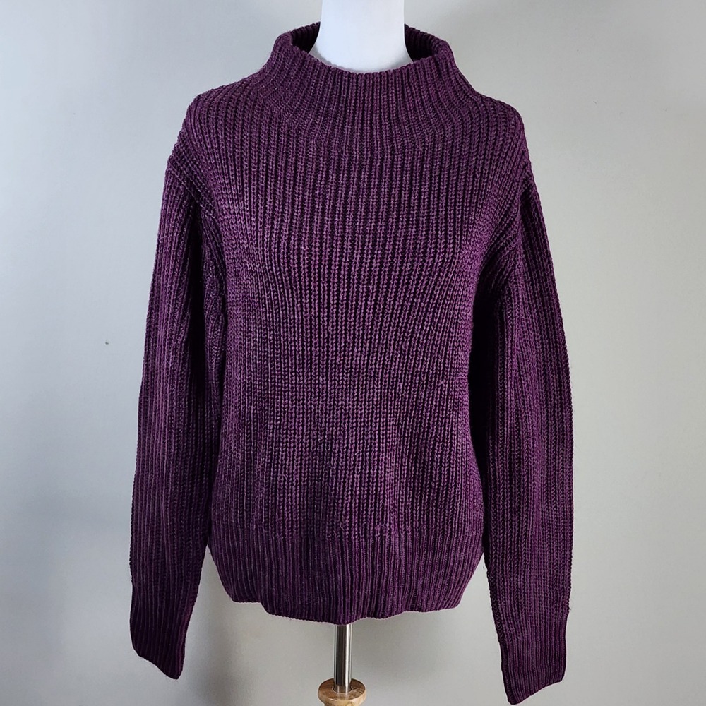Mexx Sweater Womens Medium Purple Ribbed Knit Pullover Goth Cozy Winter Plum